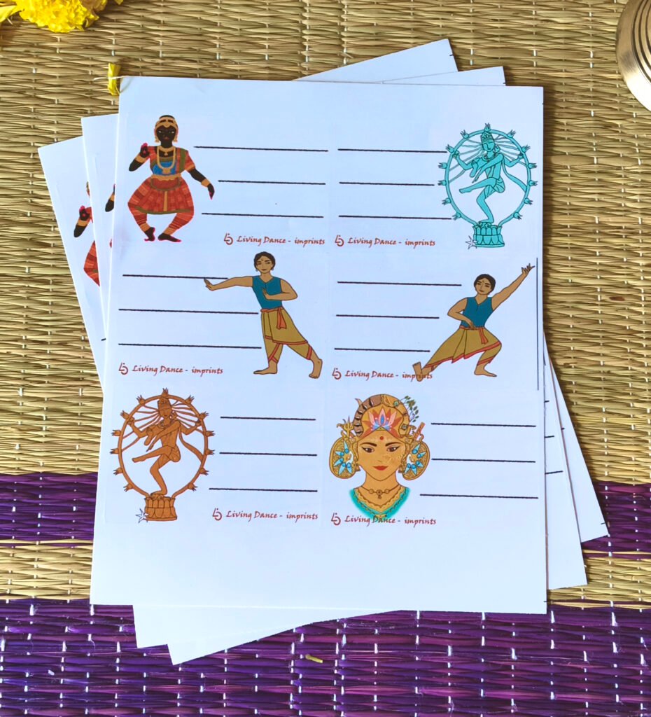 Notebook labels "dance theme"