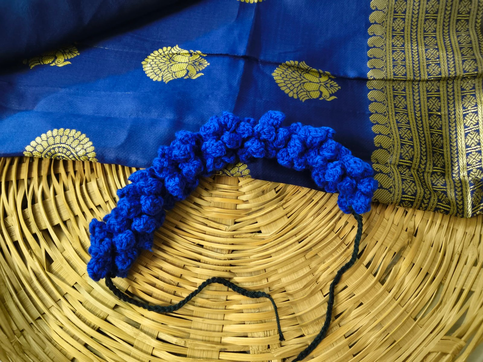 Crochet by Srilatha | Gajra (hair flowers) | Royal Blue - Image 1